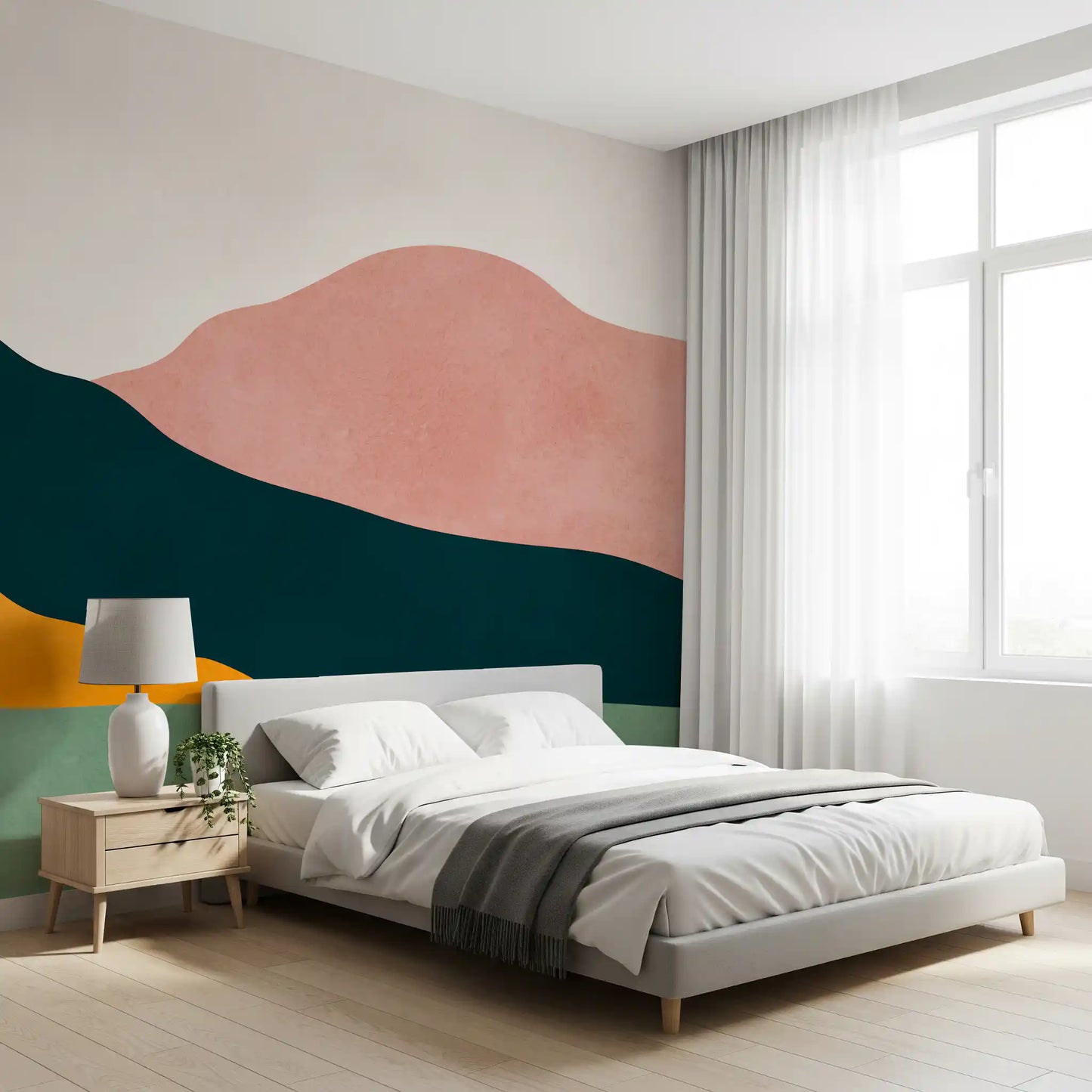 Abstract Peaks and Golden Sun Landscape Wall Mural