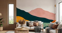 Abstract Peaks and Golden Sun Landscape Wall Mural