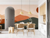 Minimalist Terracotta Mountain Horizon Wall Mural