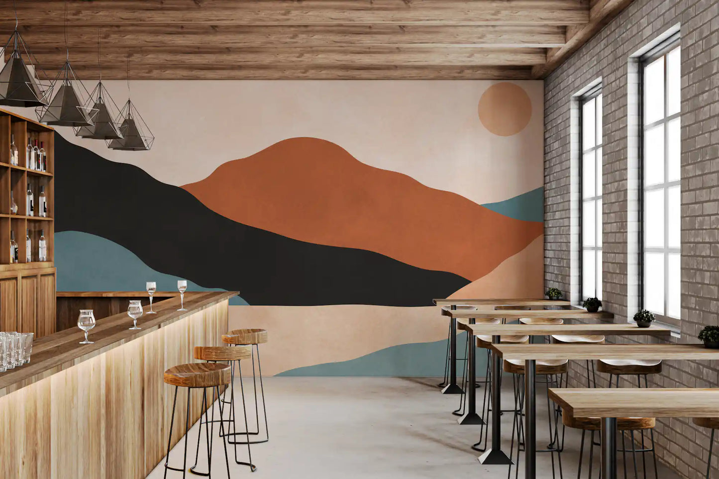 Minimalist Desert Mountain Vista Wall Mural