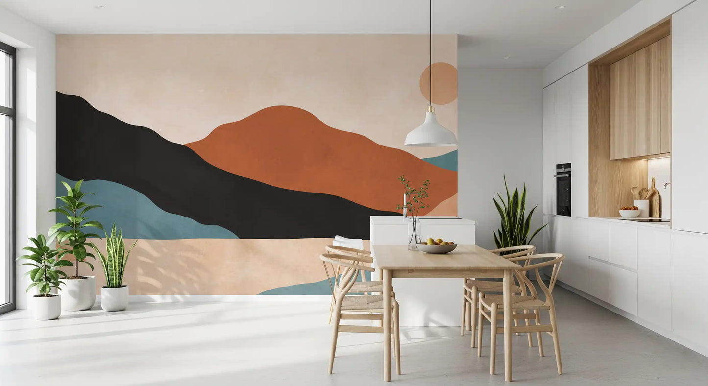 Minimalist Desert Mountain Vista Wall Mural