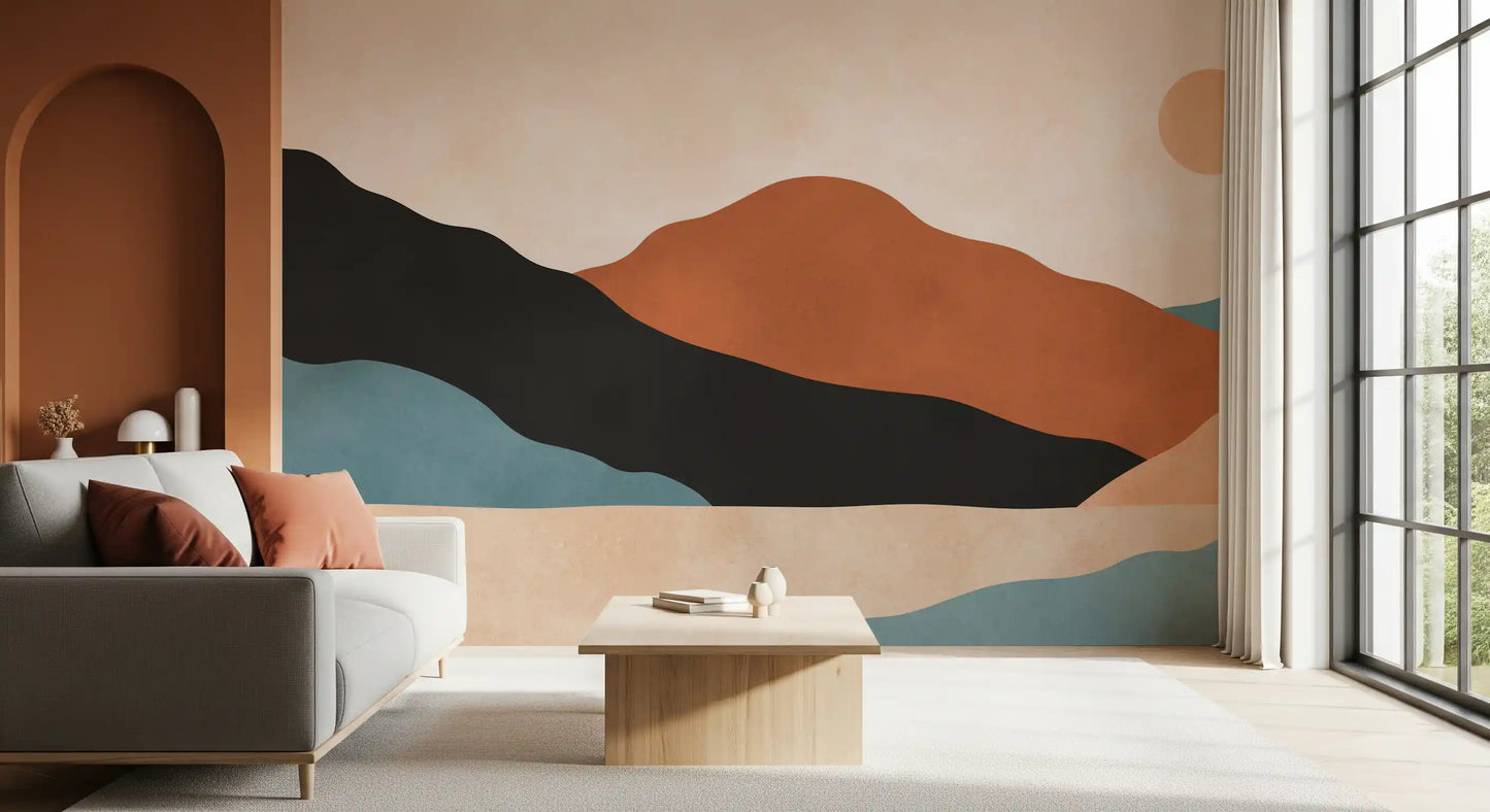 Minimalist Desert Mountain Vista Wall Mural