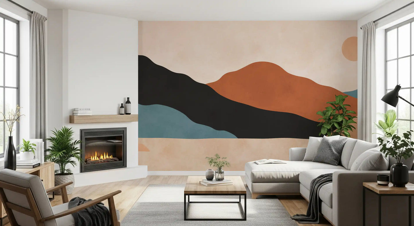 Minimalist Desert Mountain Vista Wall Mural