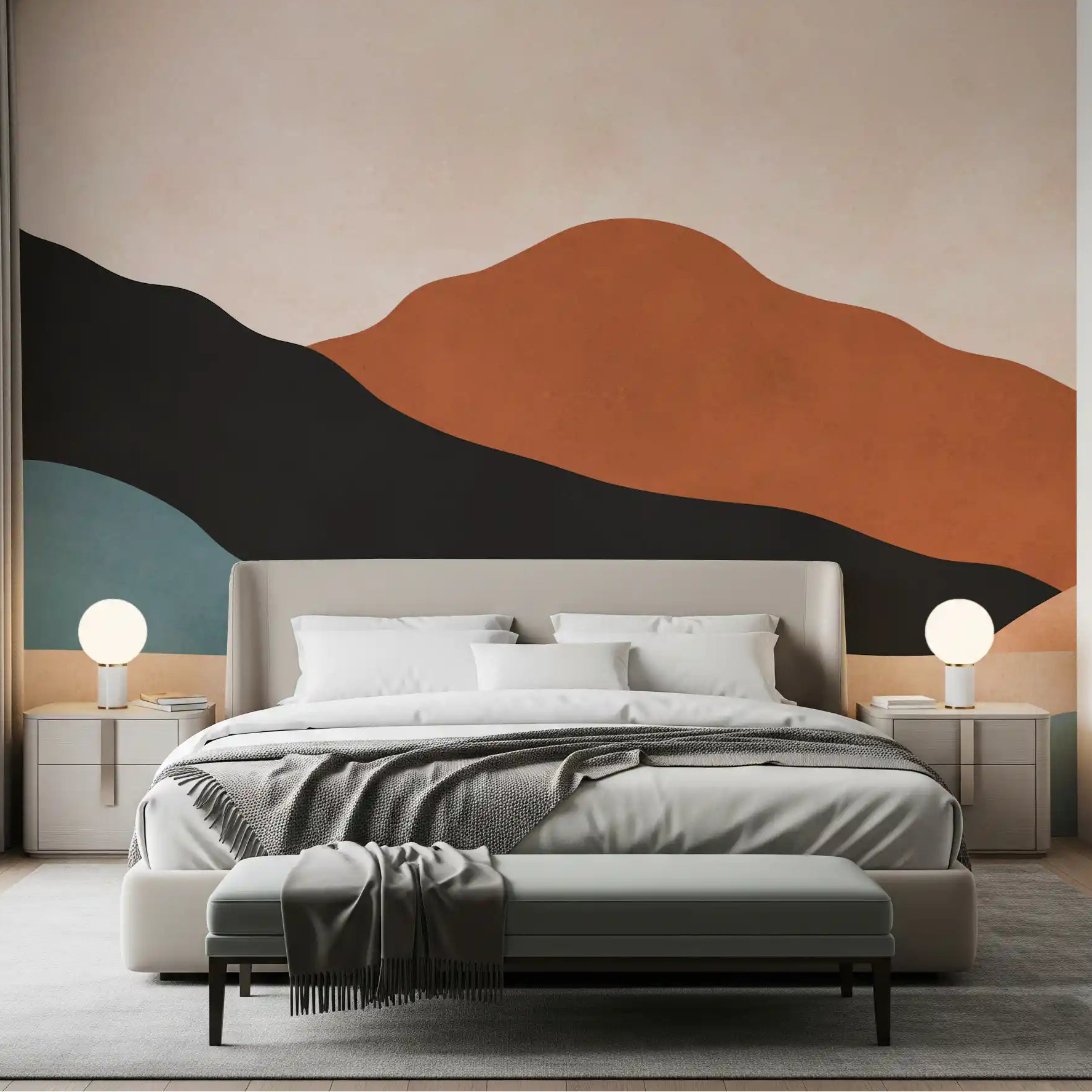 Desert mountain wall mural giving a bedroom a warm, calm backdrop GD11087
