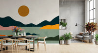 Abstract Geometric Sunset Horizon Wall Mural