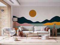Abstract Geometric Sunset Horizon Wall Mural
