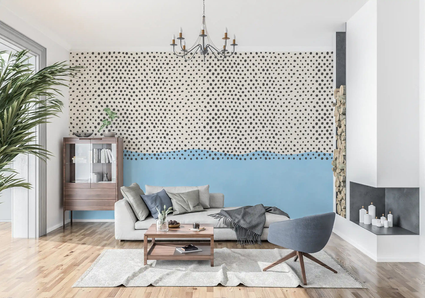 Dotted Horizon Coastal Accent Wall Mural