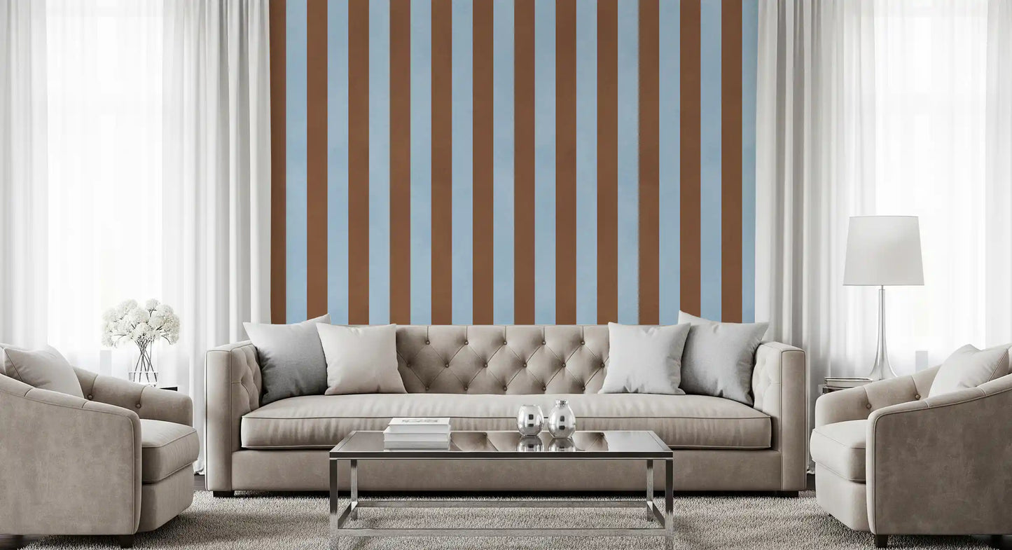 Sky Blue and Earthy Brown Stripes Wall Mural