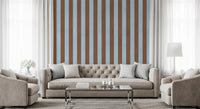 Sky Blue and Earthy Brown Stripes Wall Mural