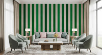 Emerald and Cream Vertical Stripes Wall Mural