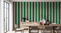 Emerald and Cream Vertical Stripes Wall Mural