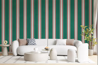 Classic Emerald Stripe Pattern Wall Mural