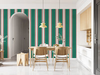 Classic Emerald Stripe Pattern Wall Mural