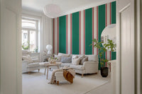 Classic Emerald Stripe Pattern Wall Mural