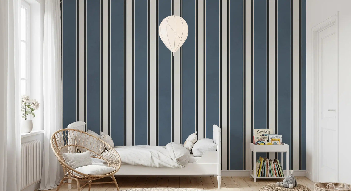 Classic Navy Striped Pattern Wall Mural