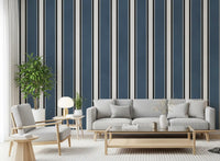 Classic Navy Striped Pattern Wall Mural