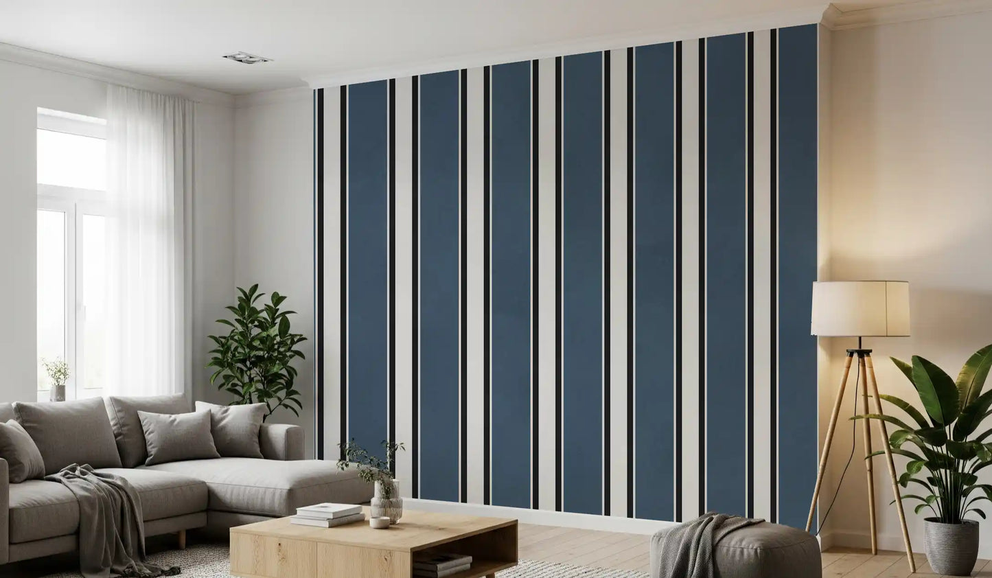 Classic Navy Striped Pattern Wall Mural