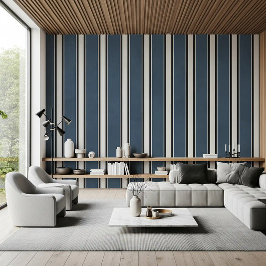Classic Navy Striped Pattern Wall Mural