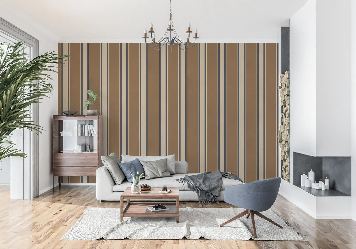 Classic Earth Tone Vertical Stripe Wall Mural