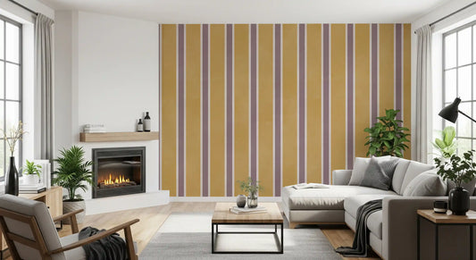 Padrão listrado vertical em ocre dourado Wall Mural
