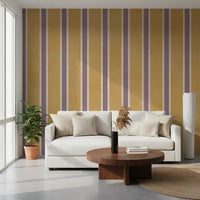 Padrão listrado vertical em ocre dourado Wall Mural