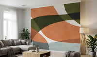 Curvas orgânicas abstratas em tons terrosos. Wall Mural