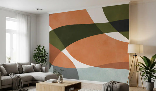 Curvas orgânicas abstratas em tons terrosos. Wall Mural