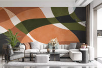 Curvas orgânicas abstratas em tons terrosos. Wall Mural