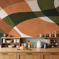 Curvas orgânicas abstratas em tons terrosos. Wall Mural