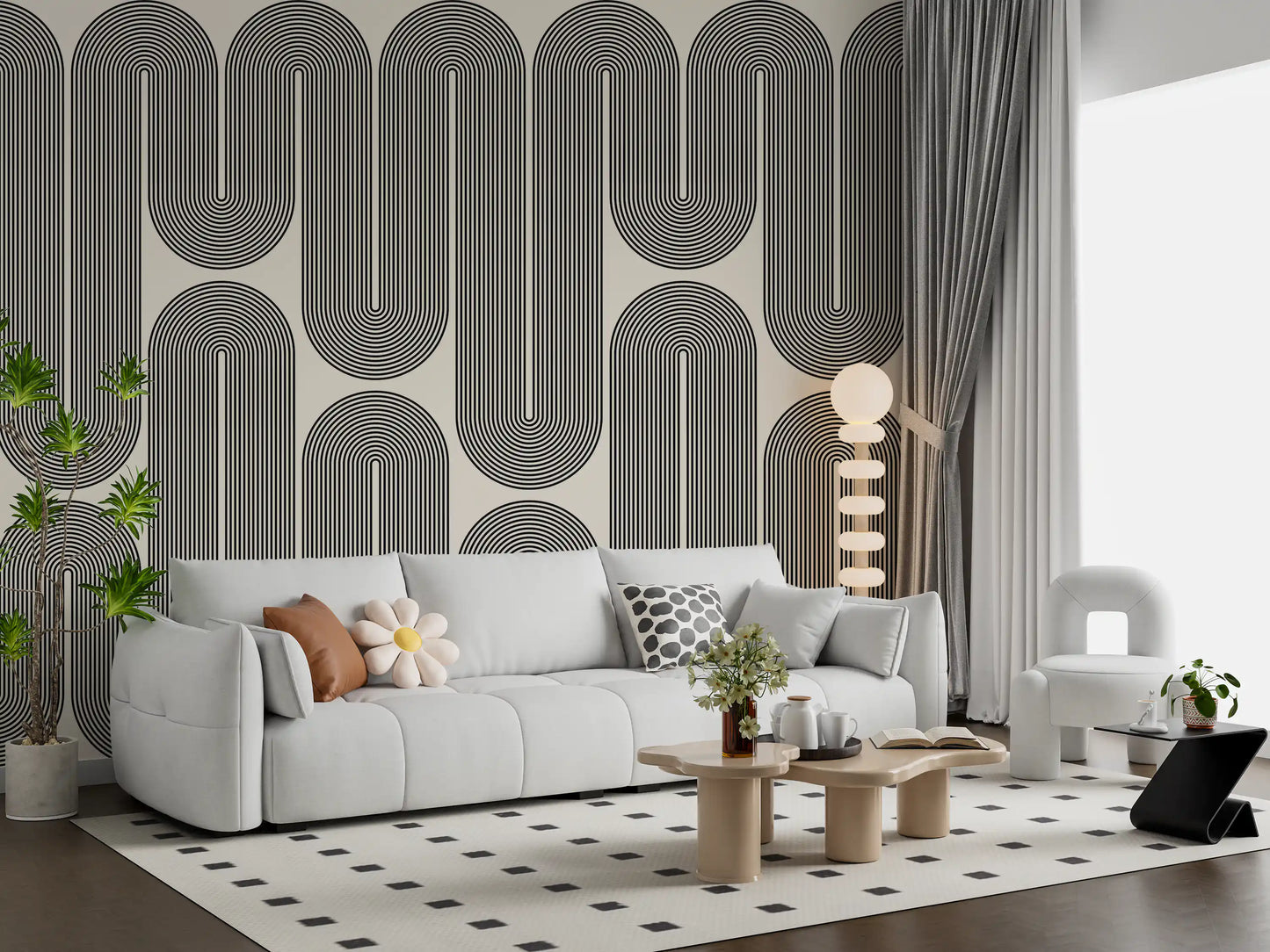 Ondas geométricas monocromáticas Wall Mural