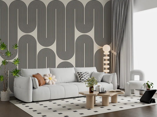 Ondas geométricas monocromáticas Wall Mural