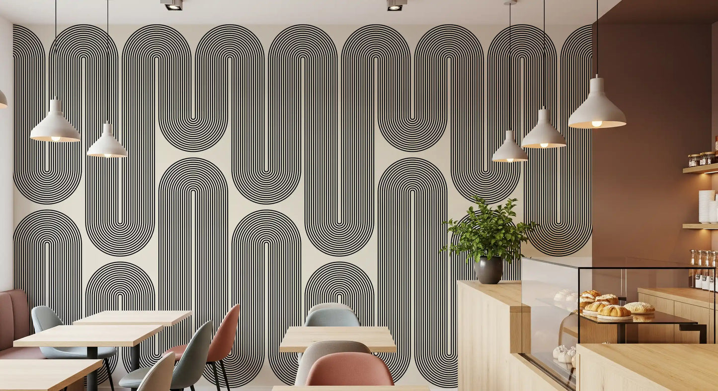 Ondas geométricas monocromáticas Wall Mural