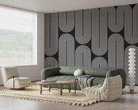 Arcos de onda minimalistas em monocromático Wall Mural