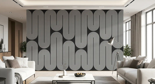 Arcos de onda minimalistas em monocromático Wall Mural