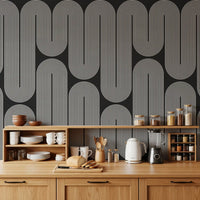 Arcos de onda minimalistas em monocromático Wall Mural