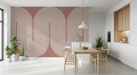 Padrão minimalista de linhas onduladas em terracota Wall Mural