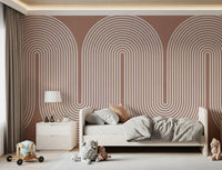 Padrão minimalista de linhas onduladas em terracota Wall Mural