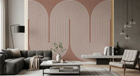 Padrão minimalista de linhas onduladas em terracota Wall Mural