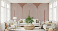 Padrão minimalista de linhas onduladas em terracota Wall Mural