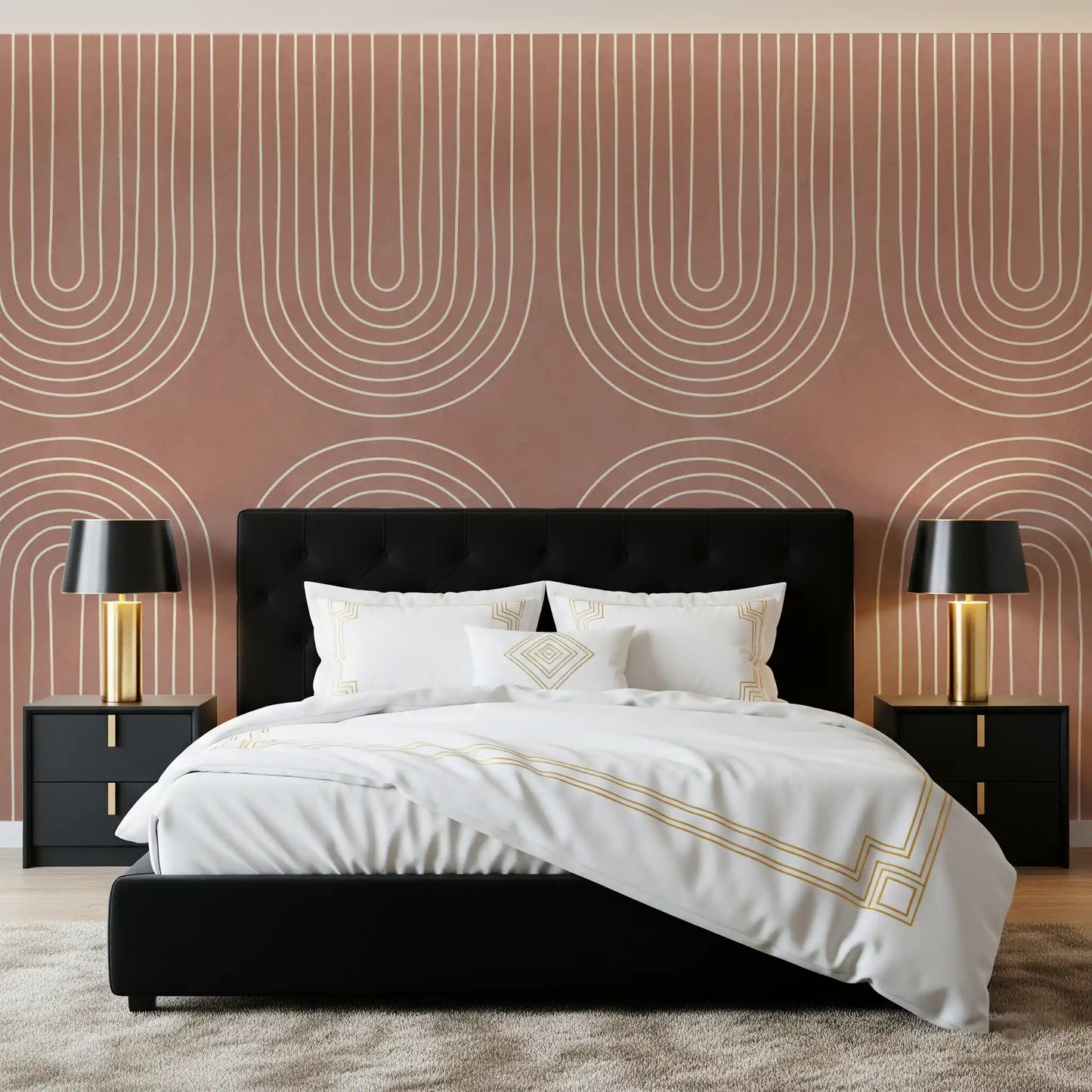 Motivo de linha arqueada em terracota Wall Mural