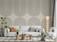 Padrão minimalista de arte linear em arco Wall Mural