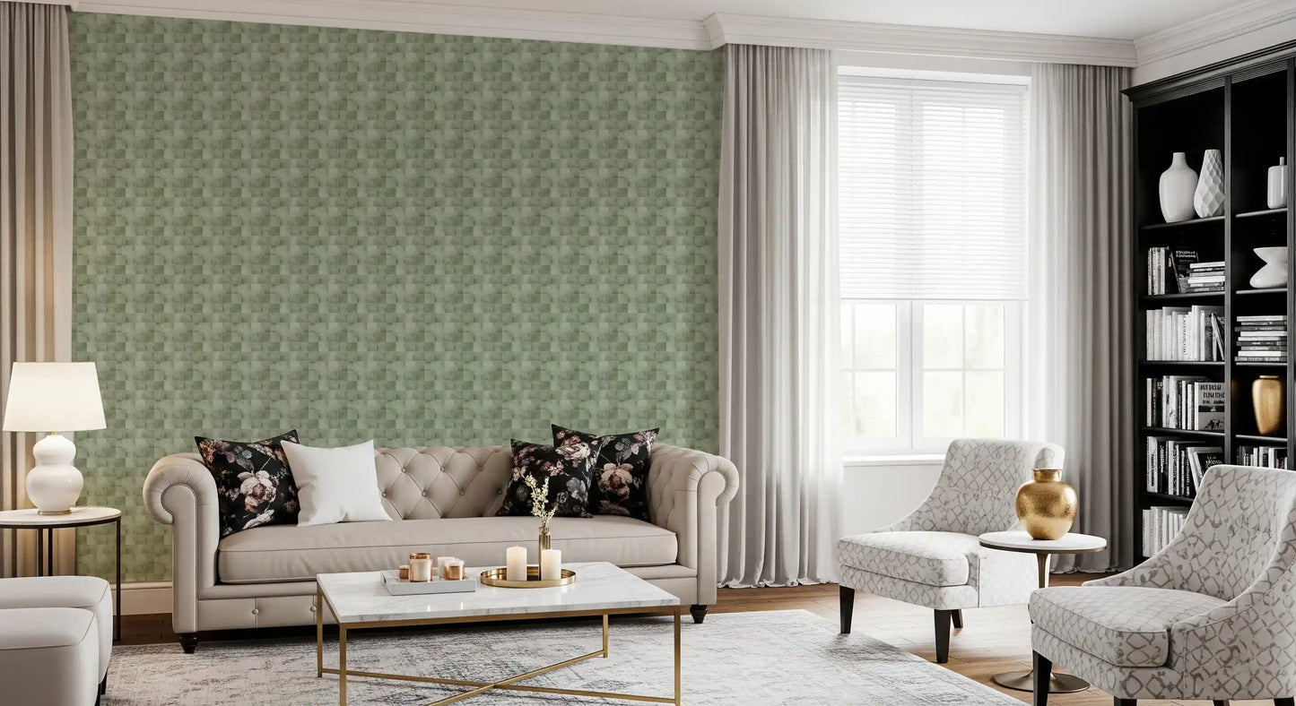 Zellige Style Tiles -  Celadon Wallpaper⁠