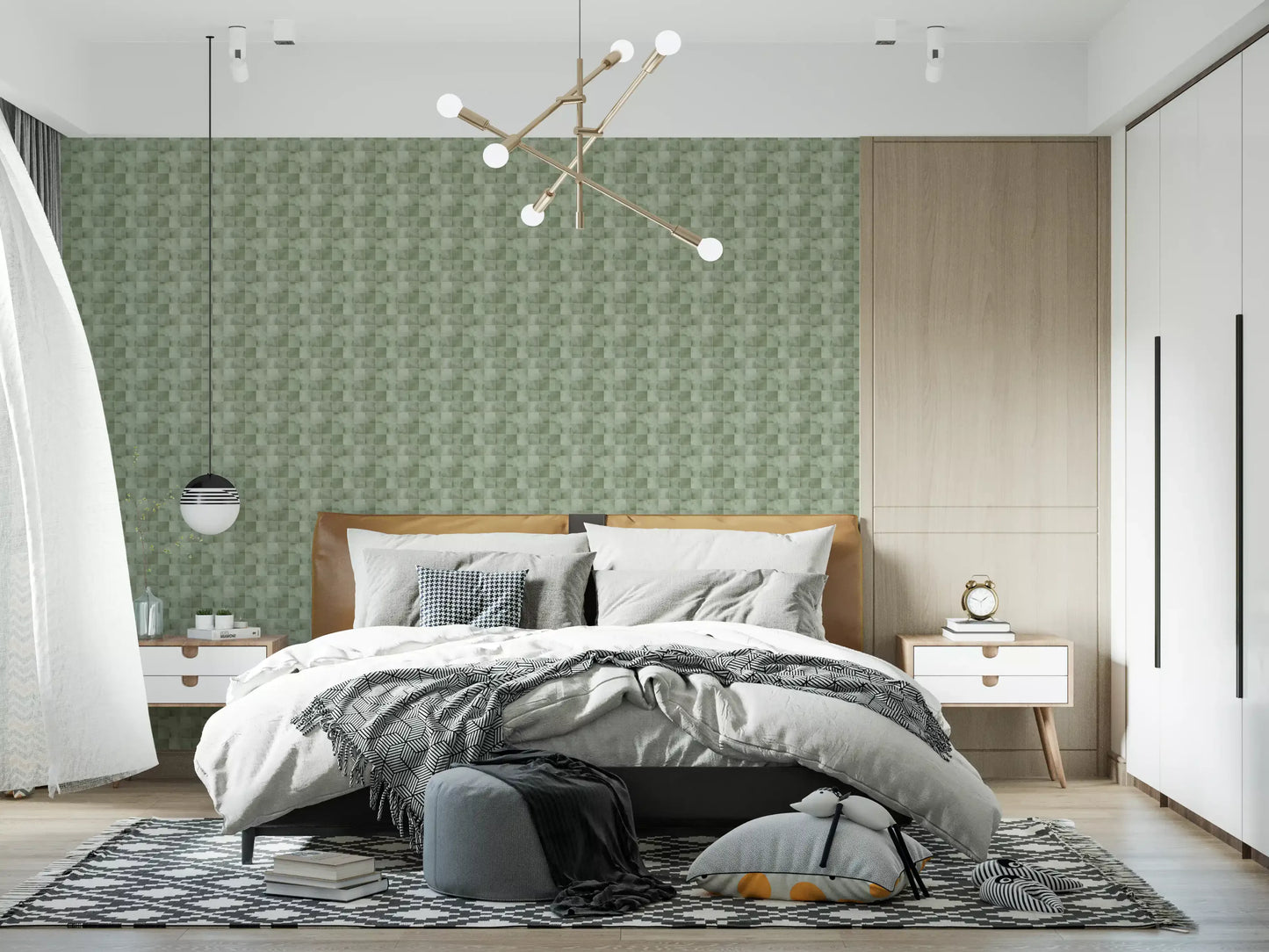Zellige Style Tiles -  Celadon Wallpaper⁠