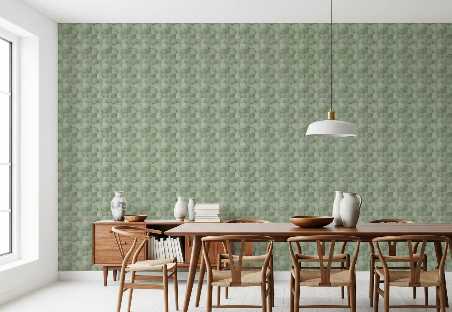 Zellige Style Tiles -  Celadon Wallpaper⁠
