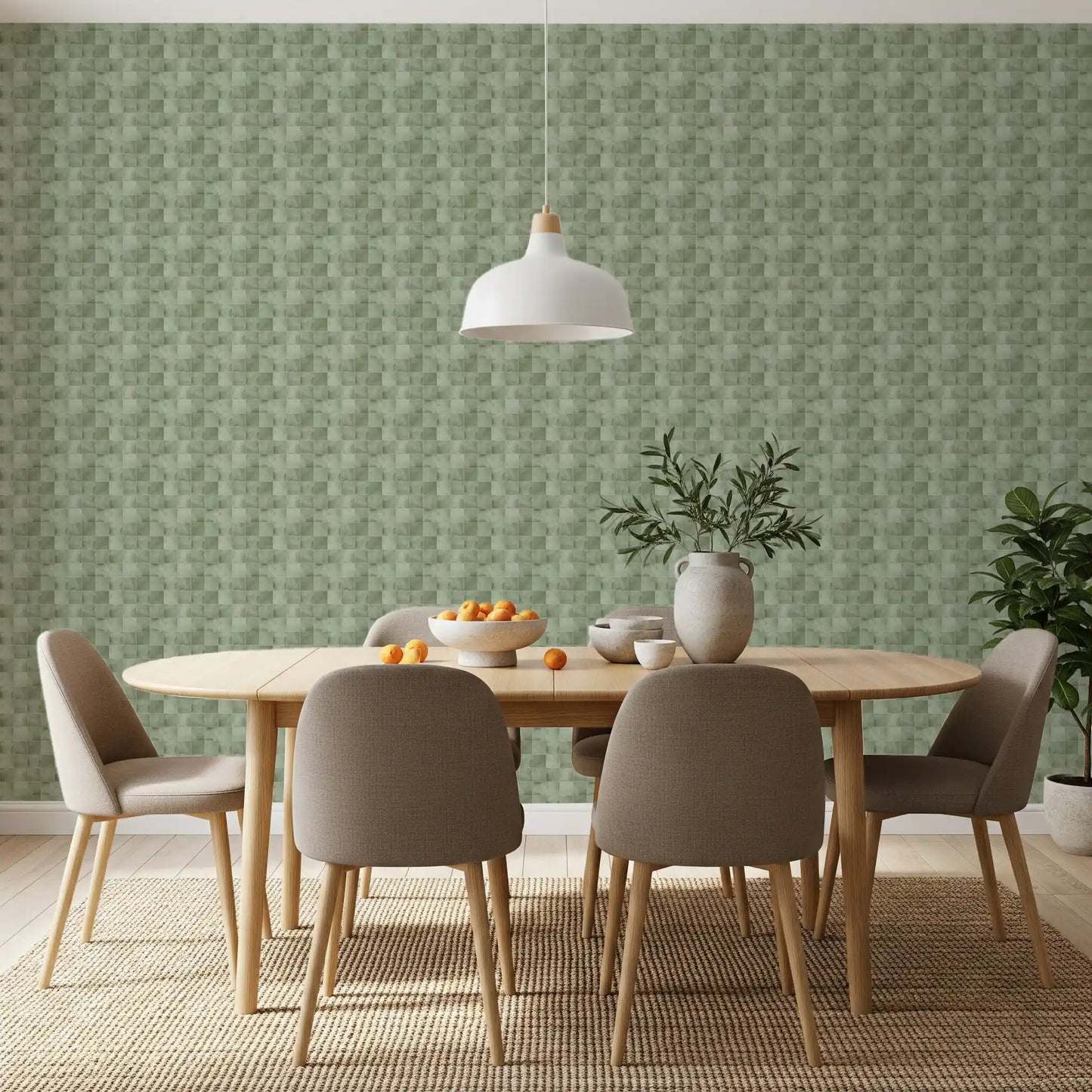 Zellige Style Tiles -  Celadon Wallpaper⁠