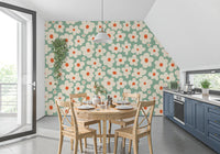Retro Daisy Meadow Wall Mural