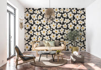 Retro Floral Bloom Pattern Wall Mural