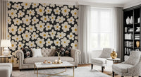 Retro Floral Bloom Pattern Wall Mural