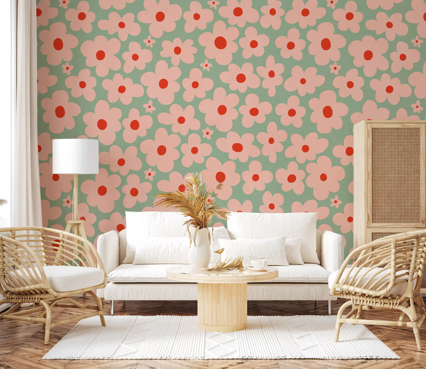 Retro Daisy Meadow Wall Mural
