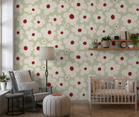 Retro Sage Daisy Meadow Wall Mural